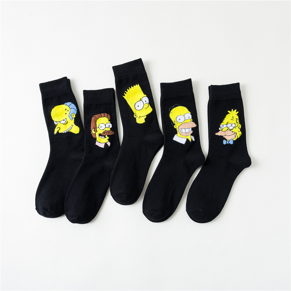 5 Pairs Simpson Socks Four Seasons Skateboard Leisure Socks